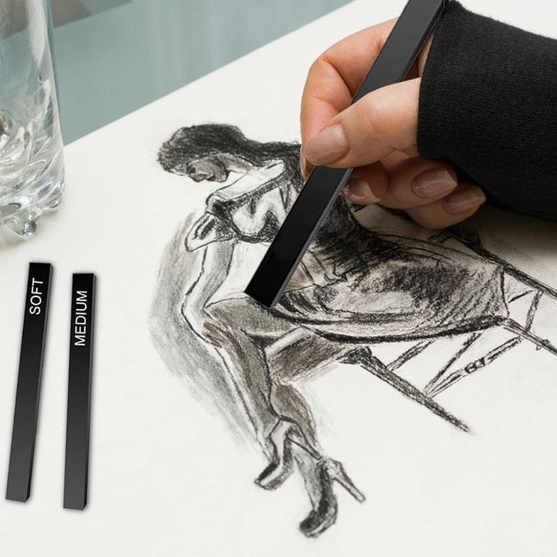 Graphite Material Sticks, 12 Pcs Square Compressed Charcoal, Graphite Pencils,Drawing