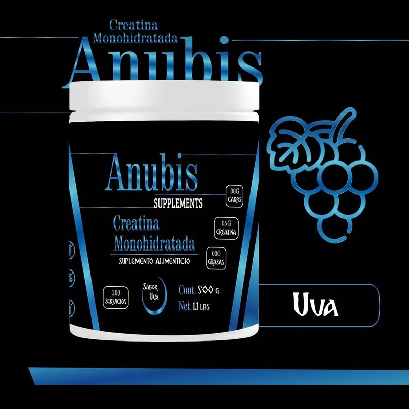 Creatina Monohidratada 500gm Anubis En Polvo Varios Sabores