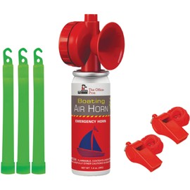Boating Emergency Kit, Be Seen and Heard During an Emergency - 3 Glow Sticks, 2 Whistles, 1 Air Horn - 6 Total Emergency Items