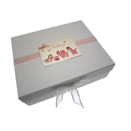White Cotton Cards Christening A4 Keepsake Box (Pink)