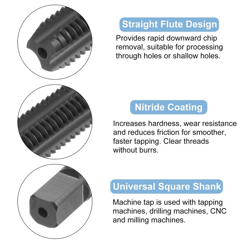 sourcing map Metric Thread Tap M10 x 1.5 H2 Nitride