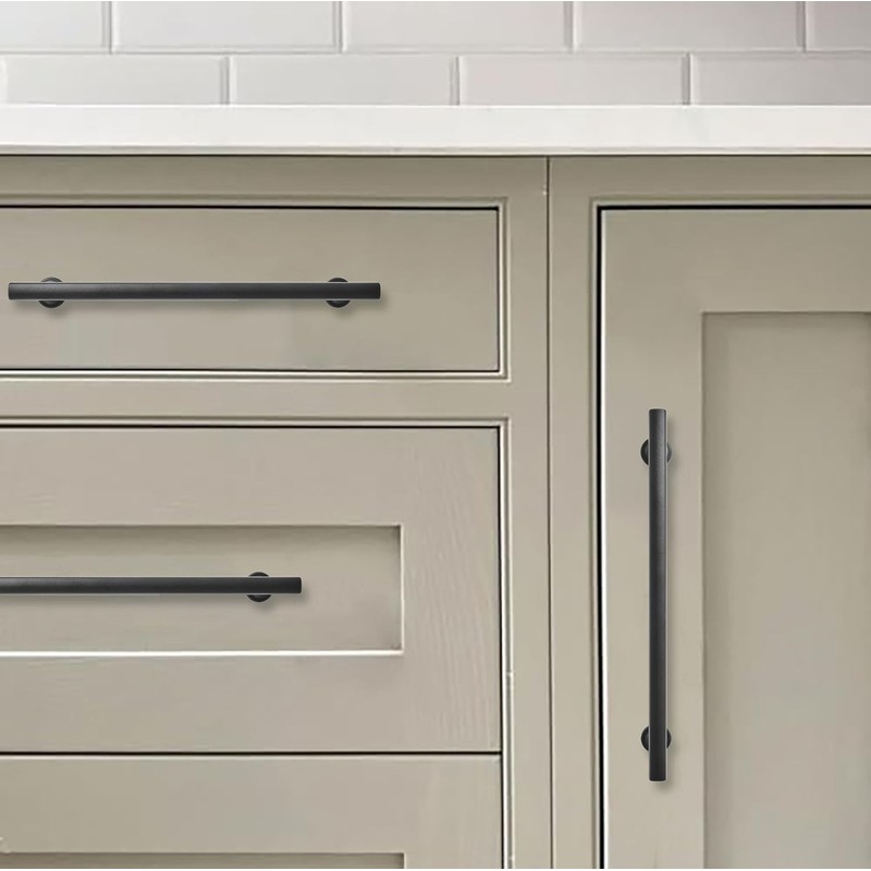 khtumeware 2 Pack 5 Inch(128mm) Matte Black Cabinet Pulls Kitchen