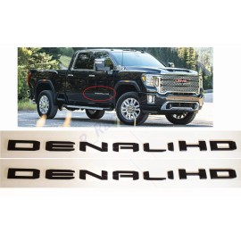 GMC 2pcs New Gloss Black DENALI HD Emblems Letters Fit GMC Sierra 2500hd 3500hd