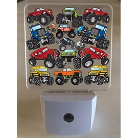 Monster Truck LED Auto Dusk to Dawn Sensor Night Lights Children's Night Lights for Boys Nursery, Bathroom, and Bedroom Wall Decor