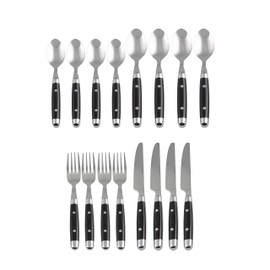Cambridge Silversmiths 16 Piece Jubilee Flatware Set, Black