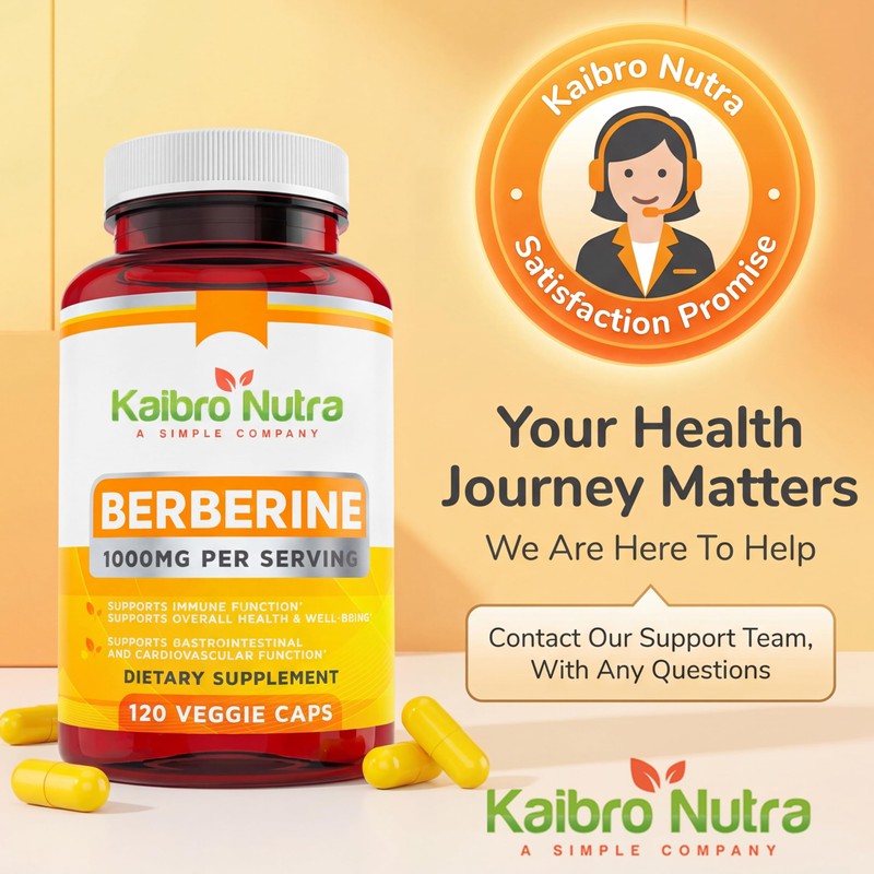 Kaibro Nutra Berberine Supplement 1000mg, Berberine HCL for Immune System,