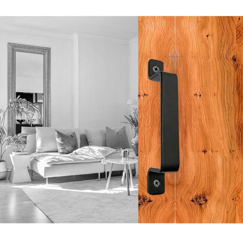 QUALIALL Premium Barn Door Handles Black,7.4 inch,2 Packs,Heavy Duty Rustic