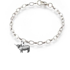pp-g58 Highland Cow fine lead free English Pewter charm on a belcher link chain anklet bracelet