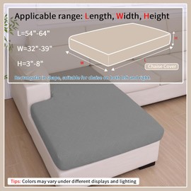 hyha Waterproof Couch Cushion Covers for Sectional Sofa, Sofa Slipcover Washable, Sectional Chaise Lounge Couch Covers L Shape for Pets with Elastic Bottom(Chaise, Grey)