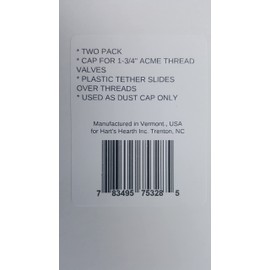 Hart's Hearth & Homestead Propane Tank 1-3/4" Fill Valve Caps W/Plastic Tether; Forklift, 100#+ Tanks, RVs, 2 Pack, Made in USA