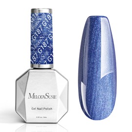 MelodySusie Blue Shimmer Glitter Gel Nail Polish,0.5fl oz Soak Off UV LED Dark Blue Glitter Gel Polish Gift for Women Nail Art Manicure Salon DIY Nail Design Decoration at Home-G187