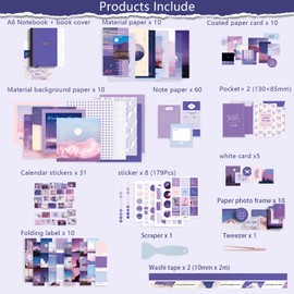 TIE-DailyNec 348 Pcs Aesthetic Scrapbook Kit, Vintage Scrapbooking Supplies, Washi Stickers for Journaling, Scrapbook Paper with A6 Notebook and DIY Tools for Photo Albums, Decorative Objects (Brown)