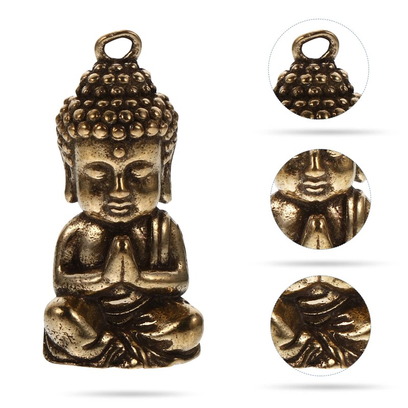 ledmomo Mini Buddha Statue Figurine, 2 Pieces Brass Figurine, Shakyamuni