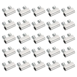 PATIKIL Steel Wire Rope Cable Clamp, 25 Pack M3 Double Hole Wire Rope Clips 3.0mm Line Hole with End Screw Stopper Silver Tone