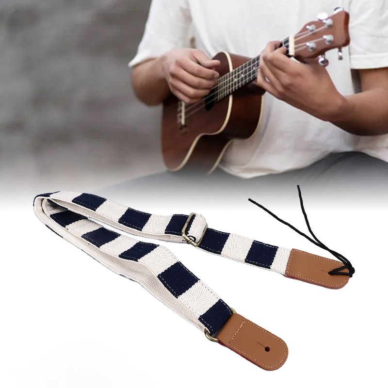 Ukulele Strap Thicken for Shoulder Cotton Plaid Adjustable Length String