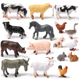 Sumind 16 Pcs Mini Farm Animal Toys Realistic Plastic Kids Animal Figurines Playset for Kids Birthday Cake Topper Easter Egg Fillers Animal Theme Toys