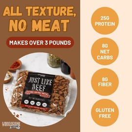 Wholesome Provisions Textured Vegetable Protein, Vegan Meat Substitute, 100% Hexane Free, Made with #1 Graded Yellow Soybeans, Made in US, Gluten Free, Just Like Beef, Unflavored (1 Package)