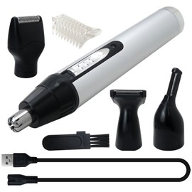 Electric Shaver for Men & Women - 4-in-1 Rechargeable Beard, Nose, Ear & Eyebrow Trimmer Set, USB Charging, Quiet & Painless Hair Clipper with Spinning Blades System