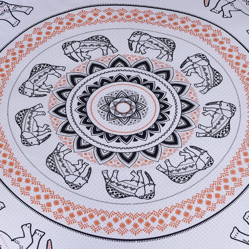 Sleepdown Tribal Elephant Mandala White Rust Orange Reversible Duvet Cover