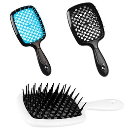Cepillo de pelo ventilado de 3 piezas, cepillo de pelo ventilado húmedo y seco, cepillo de pelo resistente al calor con ventilación, cepillo de pelo para eliminar enredos sin esfuerzo, para