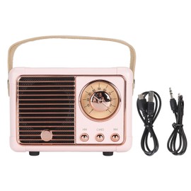 Retro Bluetooth Speaker Vintage Decor Small Wireless Bluetooth Speaker Cute Old Fashion Style for Desk Bedroom Office Party Outdoor Pink