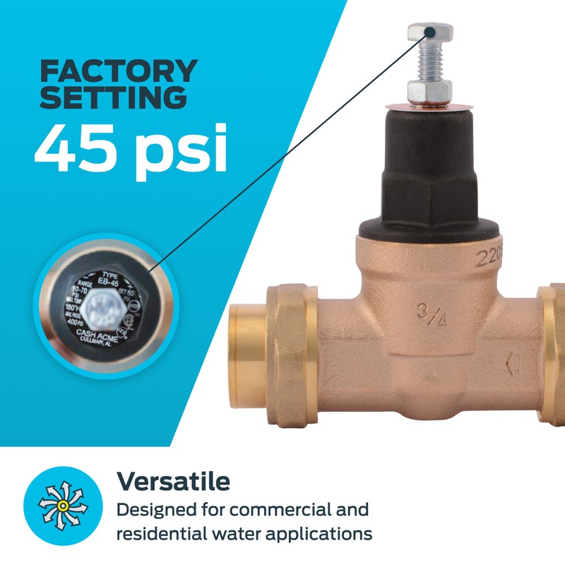 Cash Acme 3/4 Inch EB45 Double Union Pressure Regulating Valve