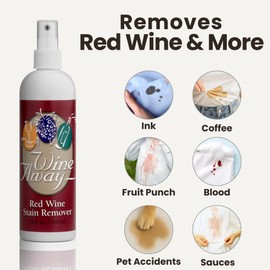 Wine Away Red Wine Stain Remover - Perfect Fabric, Upholstery and Carpet Cleaner Spray Solution - Effectively Removes Blood, Coffee, and Pet Stains - Fresh Citrus Scent - 12oz (Set of 4 bottles)