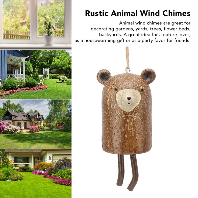 Rustic Hanging Animal Wind Chimes Resin Hand Made Natural Garden