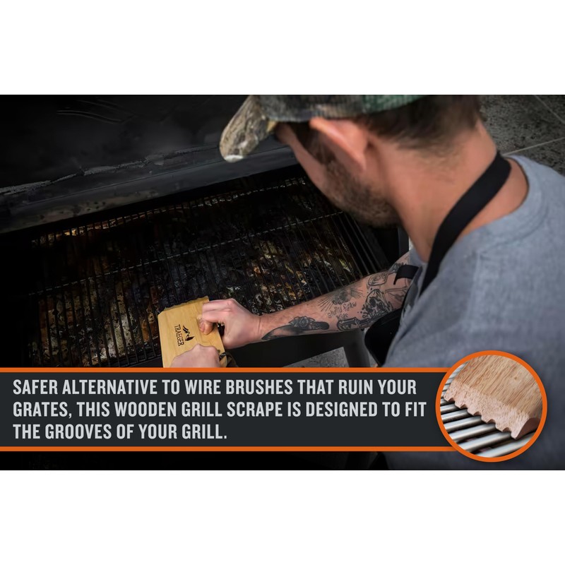 Traeger Grills BAC454 Wooden Grill Scraper – Solid Hardwood Grill