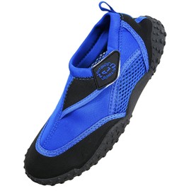 Nalu Hook & Loop Aqua Surf / Beach / Wetsuit Shoes (UK 12 / EU 46, Blue with Black Trim)