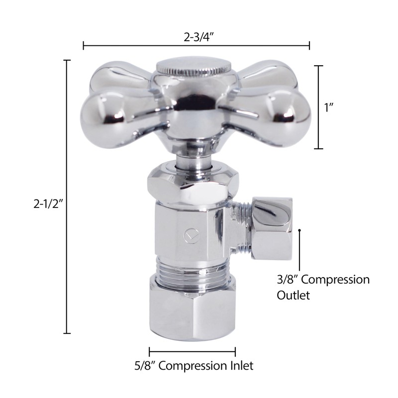 Westbrass D105X-2-01 Cross Handle Angle Stop Shut Off Valve, 1/2"