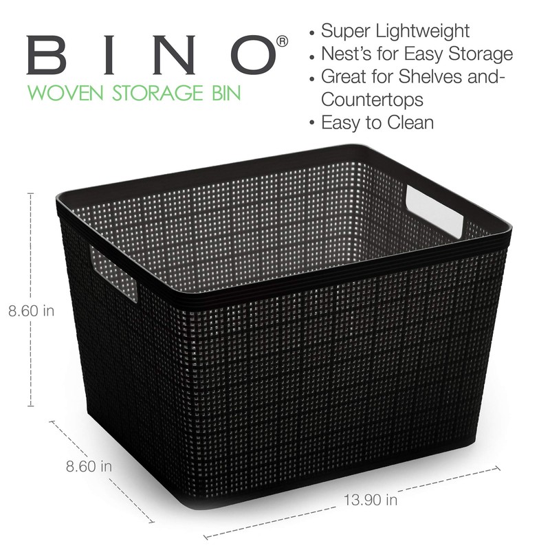 BINO Woven Plastic Storage Basket (Black, 5PK- XS)