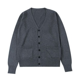 Ailiyumo School Cardigan, Uniform, Girls, High School Students, Knit Cardigan, Thick, Solid, V-Neck, Loose, Student Uniform Cardigan, Women's, School Commute, Spring, Autumn and Winter, gray (dark