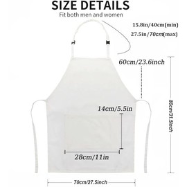 SUJIBHI 1 Pcs Kitchen Apron with 2 Large Pockets Waterdrop Resistant Apron Adjustable for Women Men Chef Cooking BBQ Baking Gardening Household Cleaning Restaurant (white)