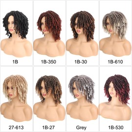 Czrleaty Dreadlock Braided Wigs with Headband Synthetic Goddess Faux Locs Hair Wig with Curly Ends Freetress Twist Crochet Hair Wigs For Black Women and Men (Ombre/Red, Dreadlock Wig)