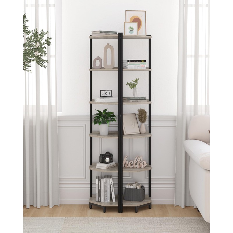 Hzuaneri Corner Shelf Stand, Corner Bookshelf, Storage Standing Shelf Unit