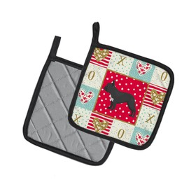 Caroline's Treasures CK5835PTHD French Bulldog #1 Love Pair of Pot Holders, Red Kitchen Heat Resistant Pot Holders Sets Oven Hot Pads for Cooking Baking BBQ, 7 1/2 x 7 1/2