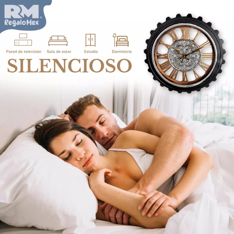 Rm Regalomex Reloj Análogo De Pared Forma Engrane 44 Centímetros