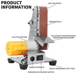 SI FANG Electric Belt-Sander Polishing-Grinding Knife Sharpener, 7 Speed Adjustable Mini Power Sanding Machine Bench Grinder 13x1.2inch Belts For DIY Model Crafts Jewelry Making, Wood Metal Working