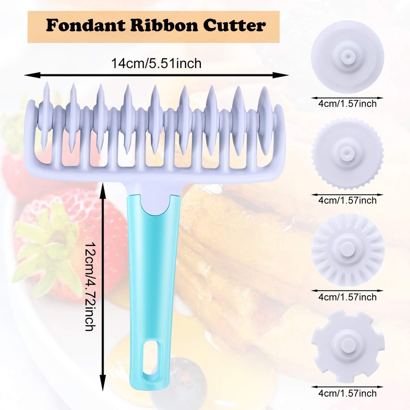 Boao Fondant Ribbon Cutter Wheel Roller Mold Dough Lattice Cutter