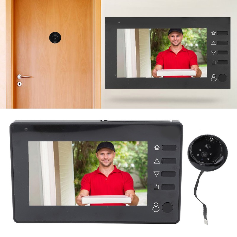 720P Peephole Viewer Door Camera 4.3 Inch Screen 145 Wide