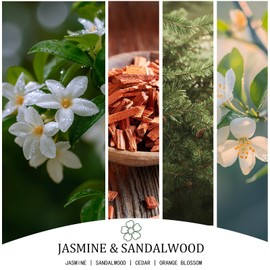 Jasmine & Sandalwood Scented Candle, Large 30oz Natural Soy Candles, 4-Wick 80 Hour Burn Time, Home Fragrance Candles Housewarming Gift for Women Men