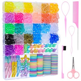 Hair Accessories for Little Girls Toddlers 2065 PCS Hair Ties Clips Kit | Colorful Rubber Bands Elastic Small Hair Ties Baby Hair Clips with Tail Hair