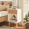 Fluted Nightstand, Modern Bedside Table with Storage Drawers and Open