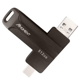MMOMENT 512 GB USB Memory, 2 in 1 OTG Compatible, Type-A & Type-C 360 Degree Rotation, Alloy Reading, Up to 150 MB/s