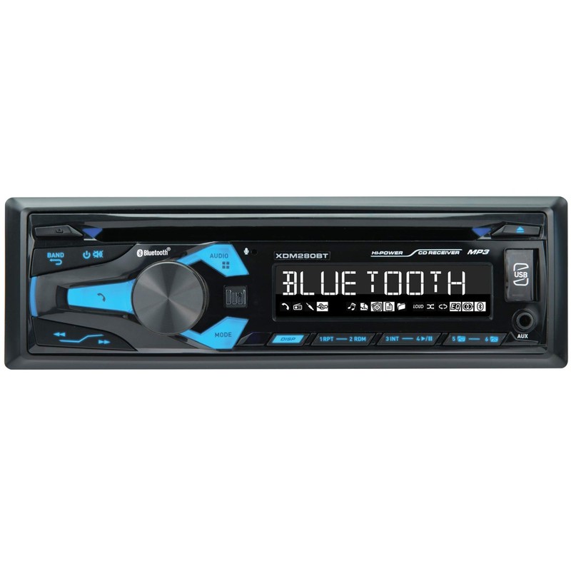 Dual Electronics XDM280BT Single-DIN in-Dash CD Receiver with Bluetooth, Blue,