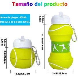Deportes botella de agua plegable botella, Botella Plegable para Viaje, Libre de BPA, para Niños, Adolescentes, Adultos para Viaje, Regalo de Navidad, Cumpleaños (tenis 550 ml)