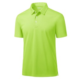 MAGCOMSEN Golf Polo Shirts for Men Short Sleeve Golf Shirts Quick Dry Fishing Shirts Work Casual Collared T-Shirts Fluorescent Green