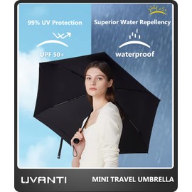 UVANTI Umbrella Small Mini Umbrella with Case - Light Folding Compact Travel Umbrella Lightweight Portable Parasol for Backpack Purse - Sun & Rain Pocket UV Umbrellas for Kids Girls Boys Women