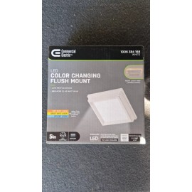 COMMERCIAL ELECTRIC Low Profile 5 in. White Square LED Flush Mount, 500 Lumens